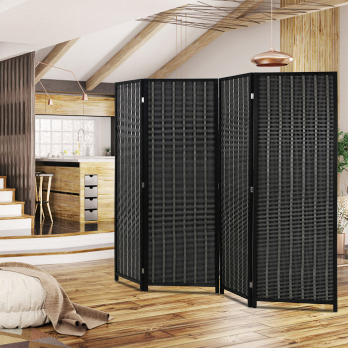 Ebern Designs Iciss 70.8'' W x 72'' H 4 Panel Bamboo/Rattan Folding